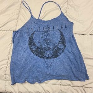 Navy blue distressed tank top